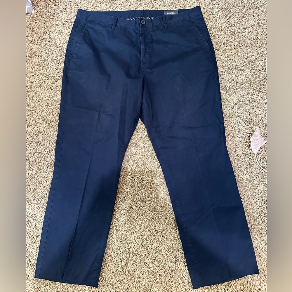 Bonobos Blue Chinos Classic Flat Front Slim Design | Size 38x30